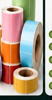 Rolos de etiquetas adesivas coloridas