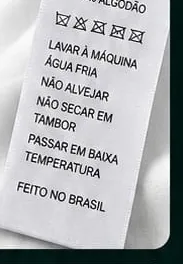 Etiqueta em nylon para confecção com instruções de lavagem