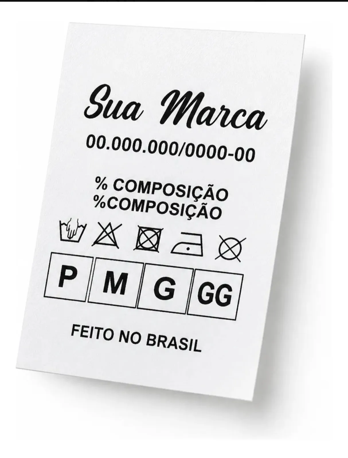 Etiqueta de composição com instruções de lavagem